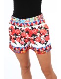 Pantaloni scurti de dama cu modele florale crem MP47112 - Magazin online - Boutique